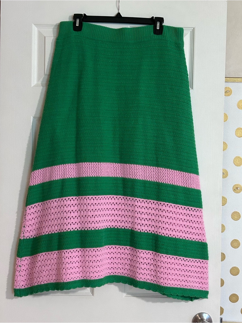 Green & Pink Striped Knit Skirt